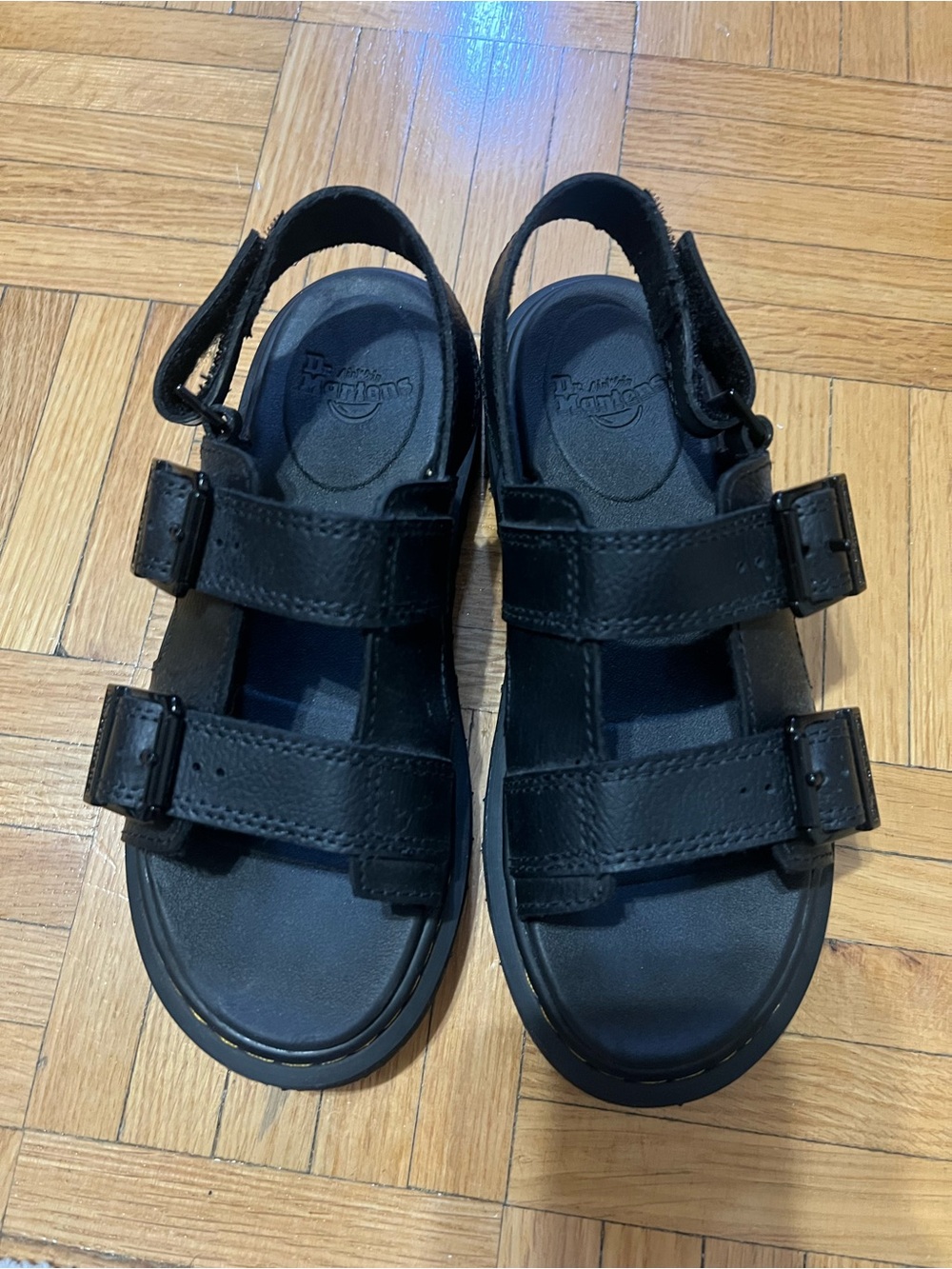 Dr. Martens Kids' Black Triple-Strap Sandals